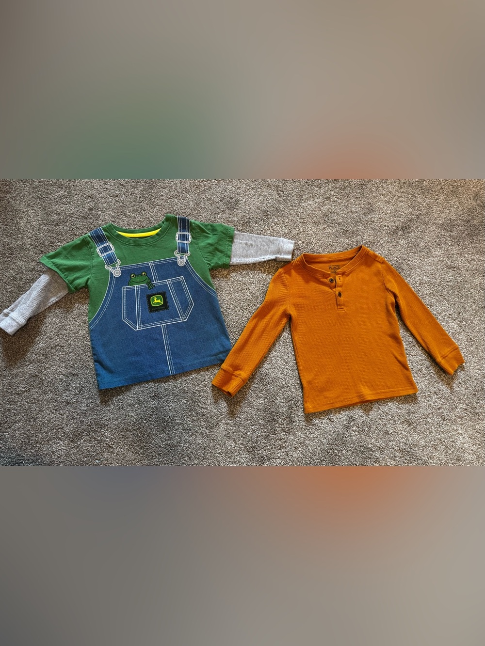 Set of 2 long sleeve thermal shirts John Deere Frog Children’s Place Orange 3T